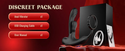 Anal Vibrator Prostate Massager with Cock Ring Buttplug Stimulator with 10 Kneading & 10 Vibrating Modes Sex Toys for Men Gay