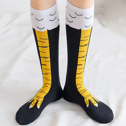 1/2/5/10 Pairs Women Knee High Socks Trendy Cartoon Funny Chicken Claw Socks Fitness Sport Casual Slim Leg Long Tube Socks Women
