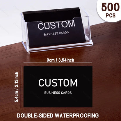 200/500/1000pcs Customizable Cards, Personalized Business Cards with Acrylic Storage Box, Matte Film Thank You Invitations