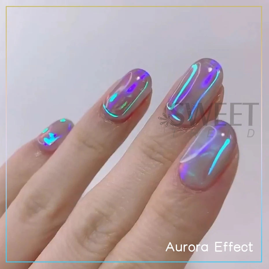 8/10pcs Holographic Aurora Film Nail Glass Foil Sparkly Ice Cube Transfer Paper Cellophane Sliders DIY Full Cover Manicure Wraps