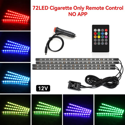Car Interior Light Ambient Light with USB Cigarette Decorative Lamps RGB Car Footwell Light with Remote/Voice Control