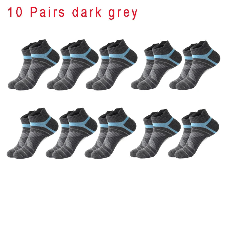 5 Pairs High Quality Socks Men Summer Outdoor Casual Cotton Socks Short Breathable Black Ankle Socks Run Sports Socks Size 38-45