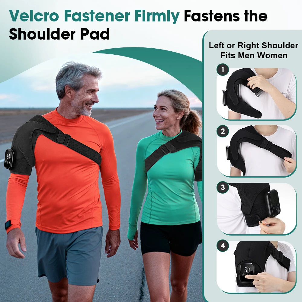 Electric Shoulder Massager Heating Pad Vibration Massage Support Belt Shoulder Thermal  Brace