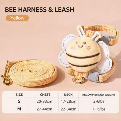 Pet Supplies Cartoon Bee Cat Harness Adjustable Breast Back Harness Dog Harness Portable Leash Set Pet Walking