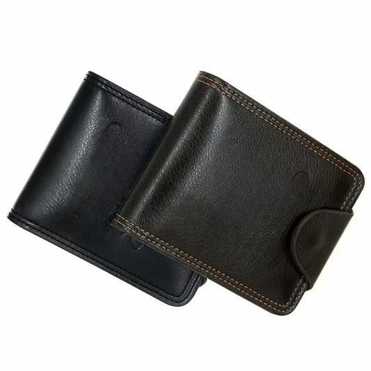 2027 Short Bifold Faux Leather Masculina Billetera Credit ID Card Holder Wallet Billfold Purse Clutch Solid Hombre Business Slim