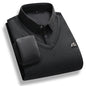 Men's Fleece Lined Sweater Polo Collar Pullover Tops Fashion Business Causal Pullovers Korean Slim Fit Thick Winter Clothes