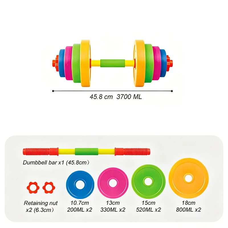 Kids Adjustable Weight Lifting Dumbbell Barbell Set Fitness Exercise Toy Indoor Outdoor Training Activity Play Equipment