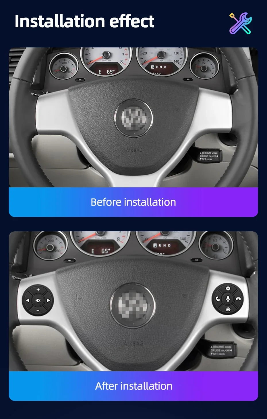 Junsun Universal Car Wireless Steering Wheel Control Button for for Android Autoradio 8 Key Functions Cup Shape With LED Light