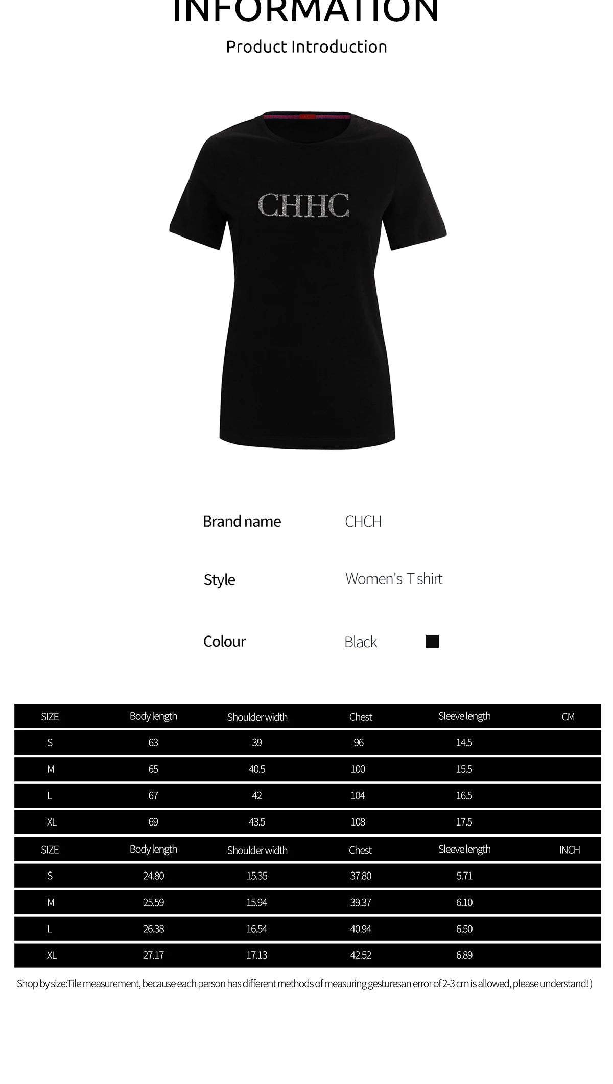 CHCH Summer Women's Elegant T Shirt Casual O-neck Pure Cotton T-Shirt Women Fashion Letter Diamonds Versatile Short Sleeve Tops