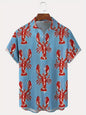 Cartoon Lobster Hawaiian Shirt Men Women Clothing Seafood Shirt Summer Holiday Shirt Short Sleeve Button Down Crawfish Shirts