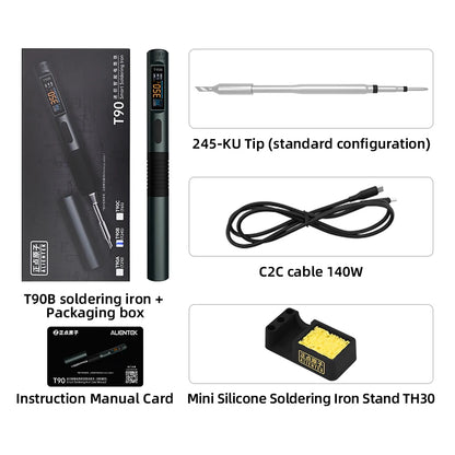 ALIENTEK T90 Smart Soldering Iron PD 3.1140W Portable Digital Display 80-450℃ PCB Precision Soldering Iron Repair Tool Kit