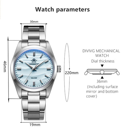 ADDIESDIVE Hot Sale AD2030 Without LOGO Watch Stainless Steel 100M Waterproof Quartz Watches 3D Sand Dial Men's Wristwatch Dress