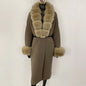 Long Knitwear Coat Women Warm Belt Real Fox Fur Jacket Female 2024 New Autumn Winter Kintted Natural Fur Coat Women