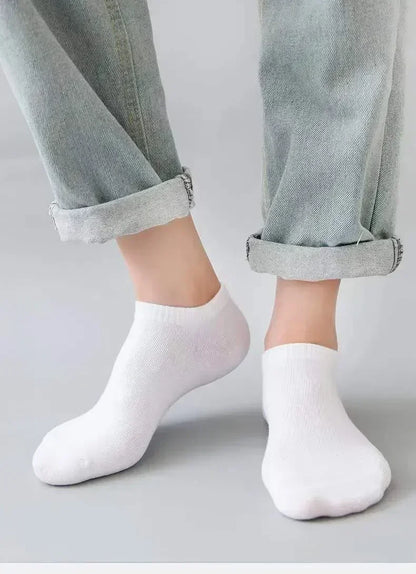 5/10 Pairs Unisex Ankle Socks Solid Color Black White Gray Cotton Deodorant Breathable Running Sports Socks New Spring Summer