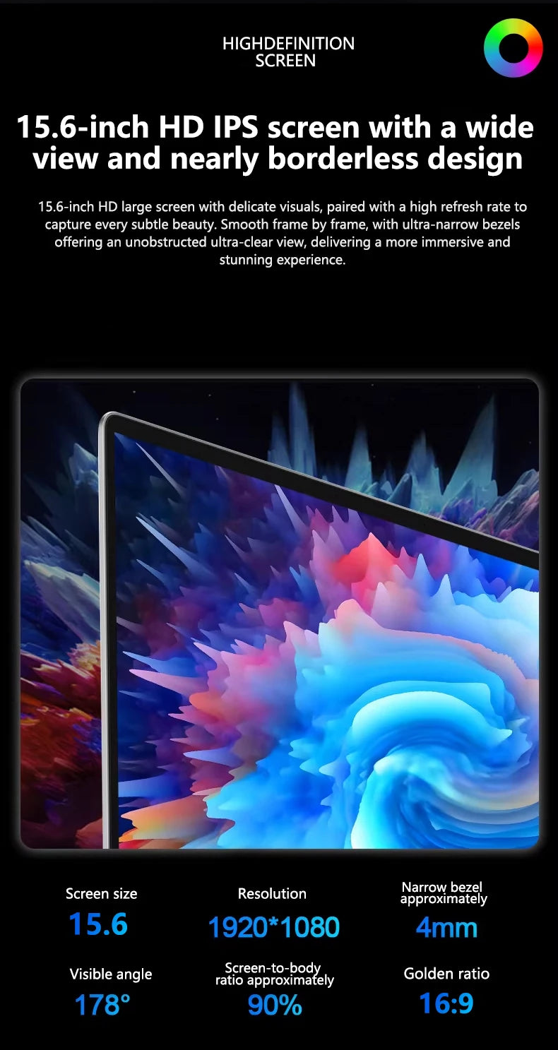 2026 LENO 15.6" Laptop Windows 11 32GB 2TB Intel Core i9 9900 1920*1080 HD Gaming Computer PC Gamer office Ultra Slim Notebook