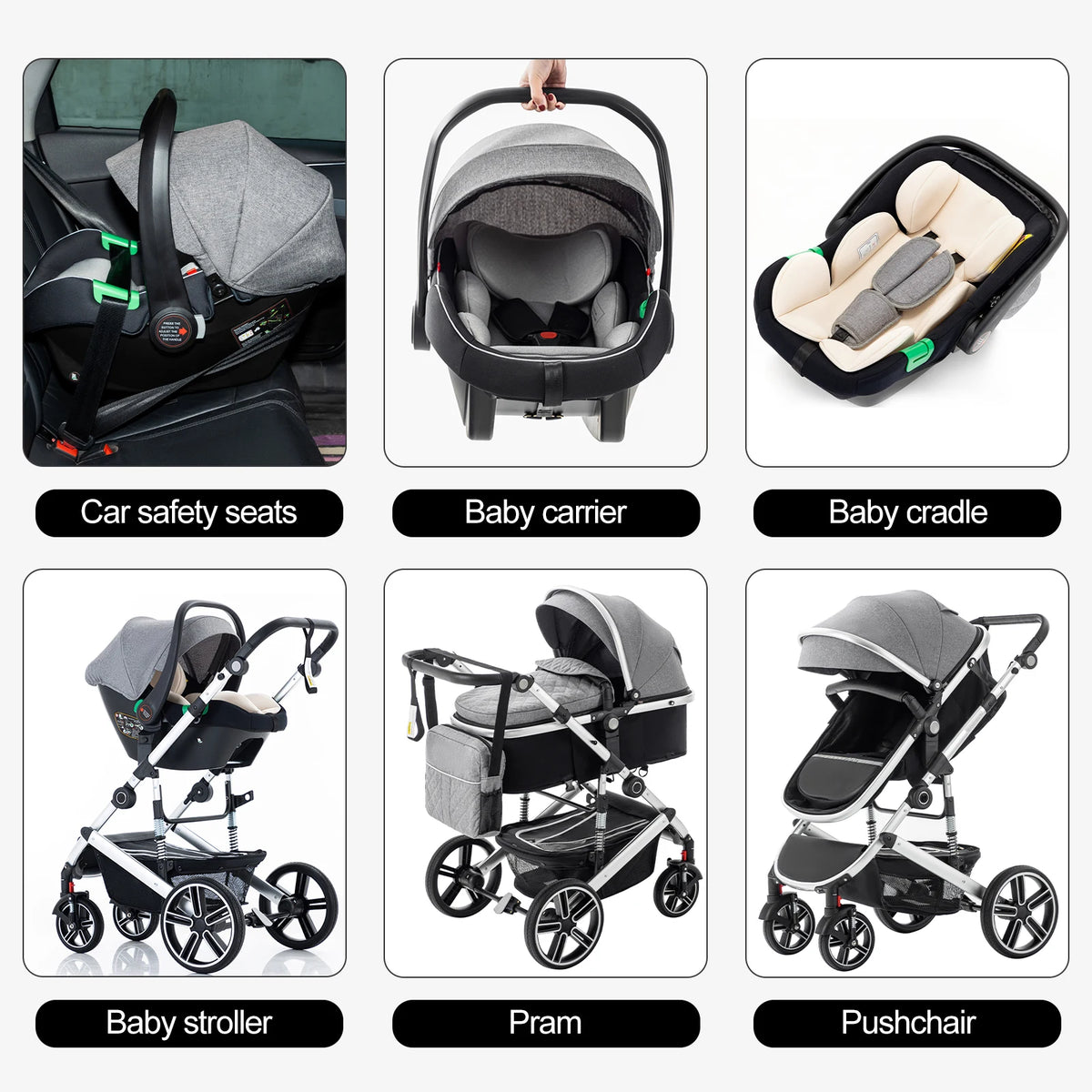 Baby Stroller 3 in 1 Luxurious Portable Travel Baby Carriage Fold Pram High Landscape Aluminum Frame Newborn Infant Stroller