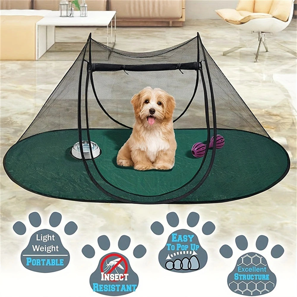 Foldable Camping Cat Dog Pet Door Stops Durable Grip Cloth Mesh Bird Rabbit Play fence Portable Animal Tent arenero para gato