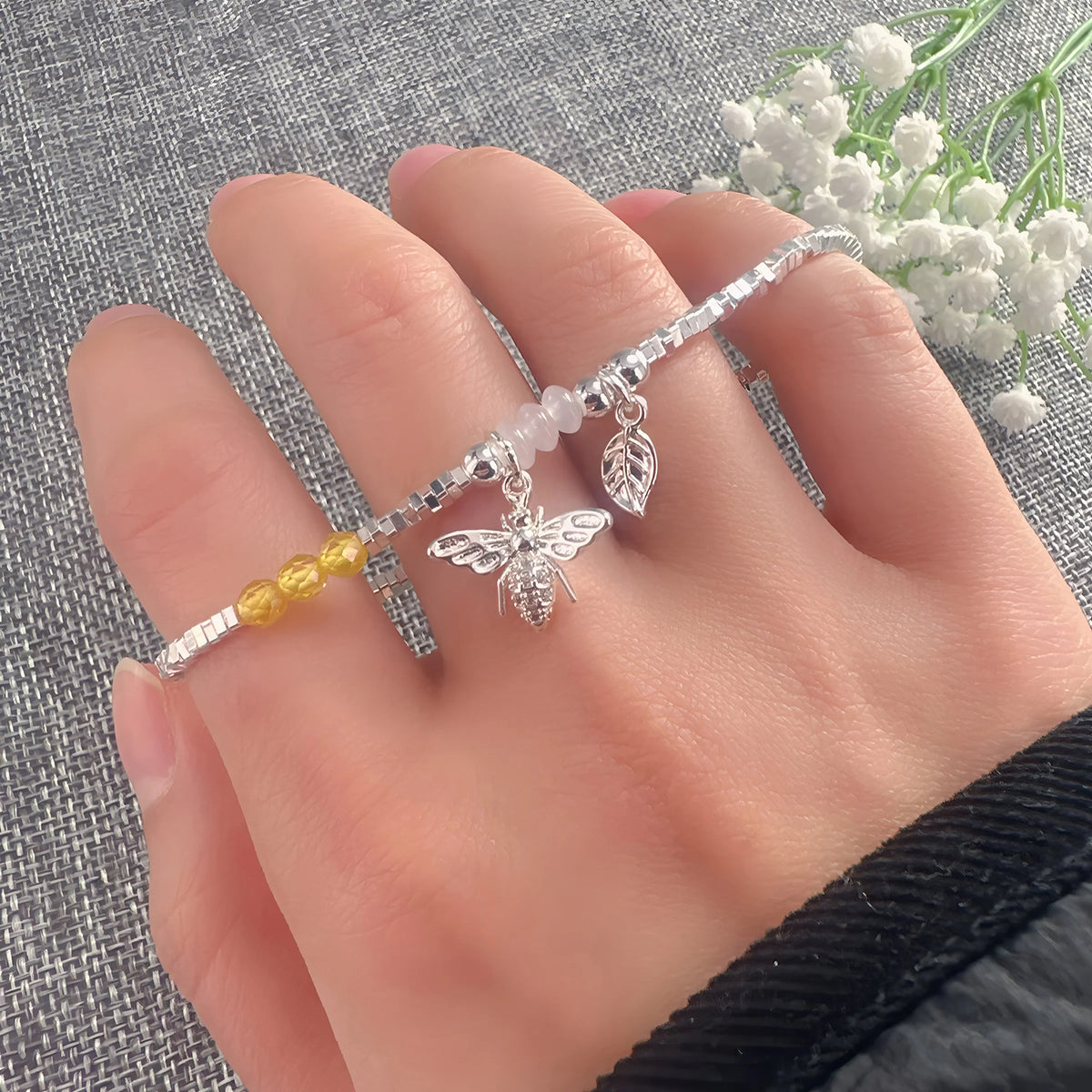 VENTFILLE 925 Sterling Silver Line Extremely Fine Bracelet for Women Love Haert Bead Korean Ins Sweet Jewelry Gift Dropshipping