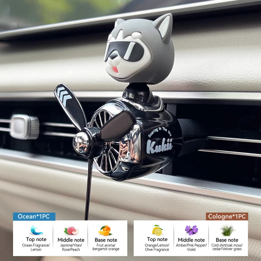 Rotating propeller pilot bear dog car air fresheners accessories decorations fun vent clip perfume diffuser aroma fragrance men