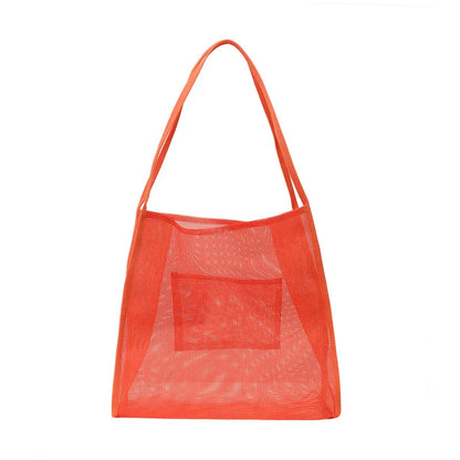 Summer Fashion Mesh Handbag Totes Hollow Out Shoulder Bags For Women Female Casual Fashion Large Capacity Shopping Pack
