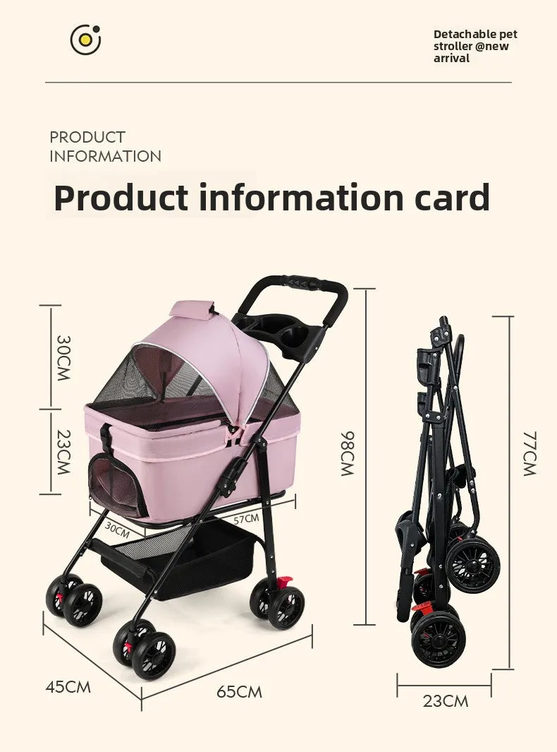 Pet cart Lightweight foldable out Pet cart Small dog cart Separable basket pet carriers and travel gear