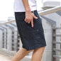 Cotton Cargo Shorts Men's Lightweight Breathable Solid Color Drawstring Waist with Zipper Pockets Casual Summer Short Pants