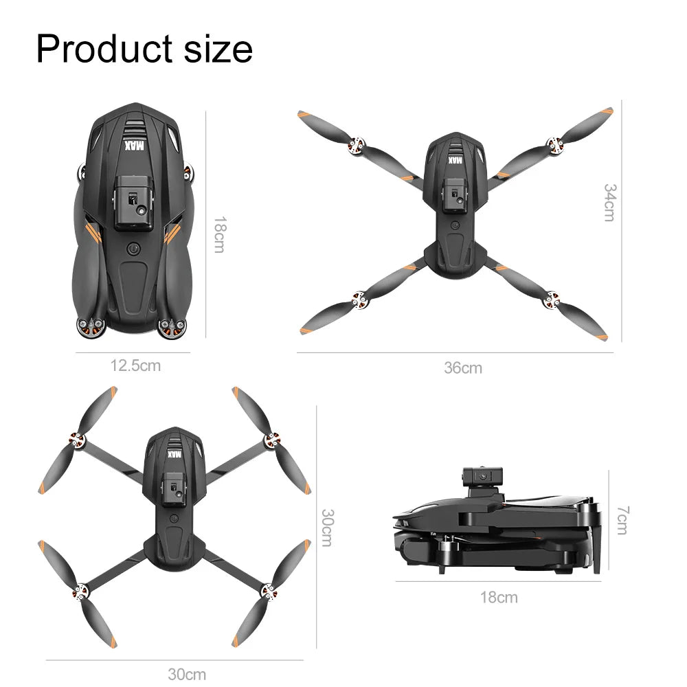 V168 MAX GPS Drone Professional 4K Dual Camera Brushless Obstacle Avoidance Security Drones with Large Screen Control Quadcopter