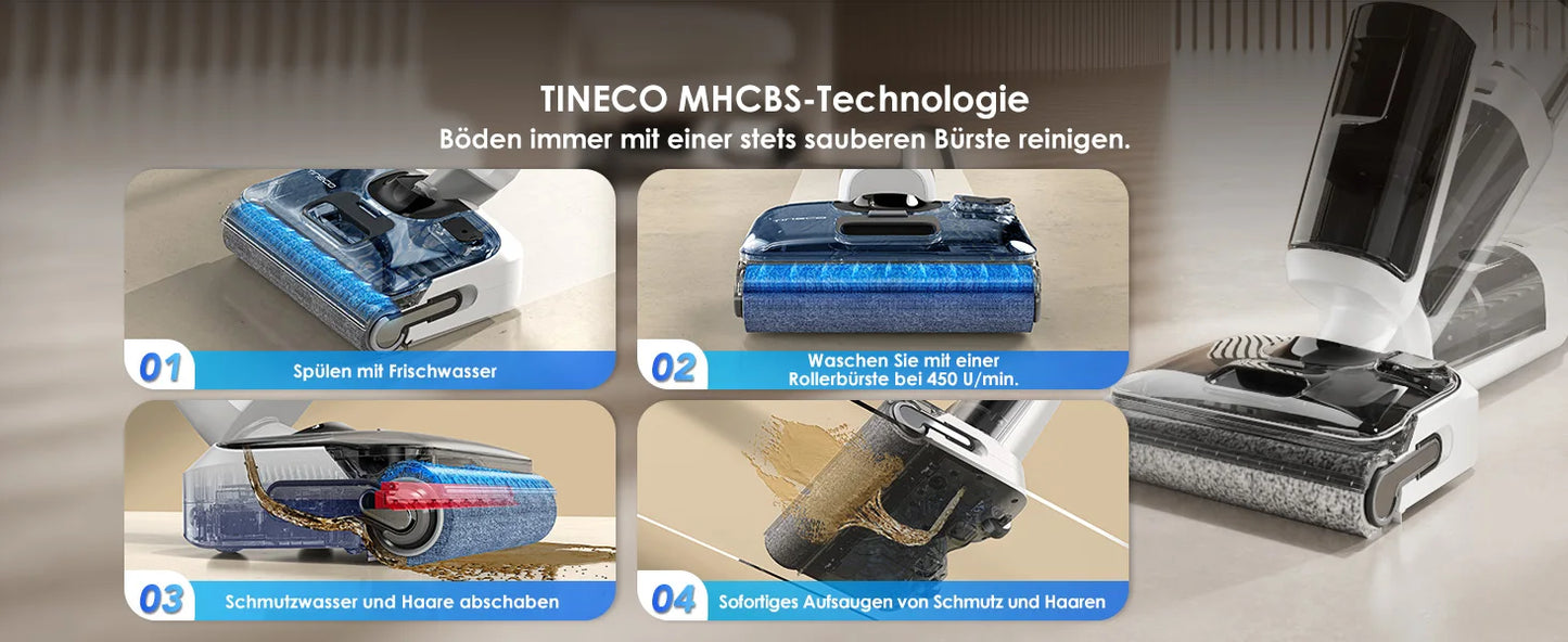 Tineco Floor ONE S6 Stretch Lite Wet Dry vacuum cleaner 180 ° Lay Flat Wet vacuum cleaner Centrifugal Air Drying 40min Running Time