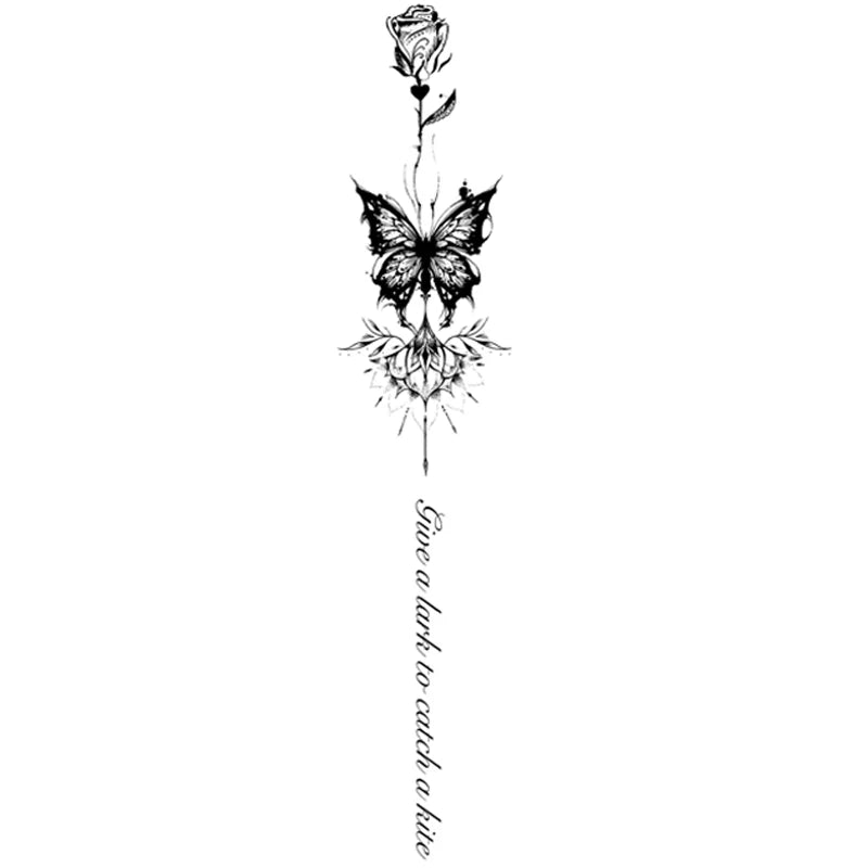 One Butterfly Spine Waterproof Temporary Tattoo, Lasting 1-2 Weeks, Semi-Permanent Tattoo Color, Realistic Fake Tattoo