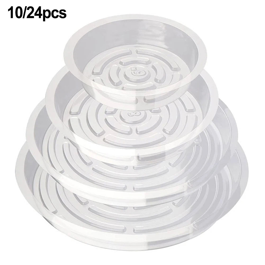 10/24pcs 6/8/10/12 Inch Clear Plastic Plant Saucers Flower Pot Drip Trays Gardening Maintenance Supplies