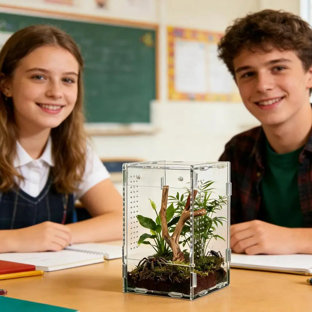 Acrylic Transparent Reptile Terrarium Breeding Box amphibian Cage Nano Arboreal Tarantula Enclosure Jumping spider Reptiles Habi