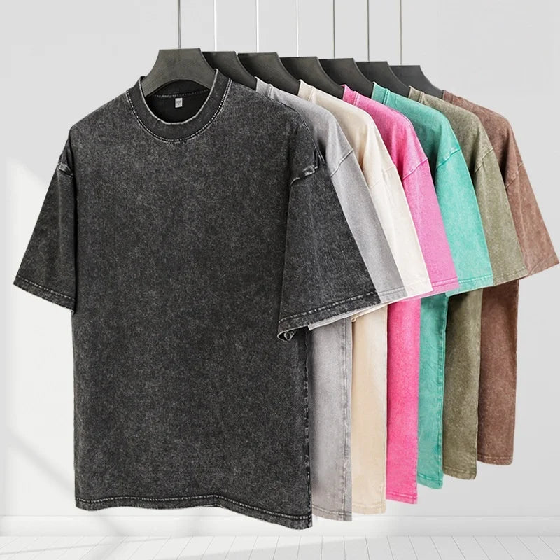 Cotton Short Sleeved T-shirt Summer Round Neck Loose and Base Shirt for Men Women Basic Tee