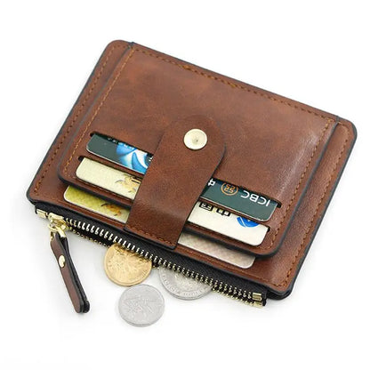 HOMEFISH Men Fashion Credit ID Card Holder Wallet Male Slim Leather Wallet with Coin Pocket Brand Designer Brown Business Purse