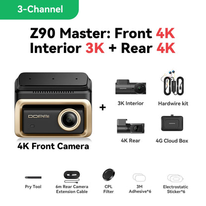 DDPAI Z90 Master 4K+4K Dual Car Dashcam Front and Rear Dual HDR Dash Cam GPS ADAS Parking Night Vision Camera DVR Video Recorder
