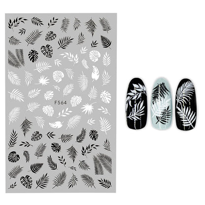 Black and White Love Flowers Line Art 3D Stickers Nail Decals Nail Art Accessories Butterfly Rose Nail Stickers Nail Sliders