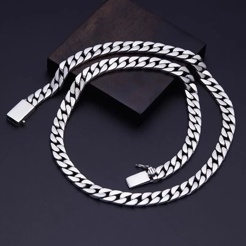 100% S925 Sterling Silver Bracelet 8MM Punk S925 Silver Jewelry Never Fade Carry Certificate Men Women Jewelry Gifts