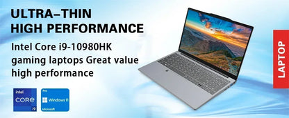 14.1" Ultra Slim Portable Laptop Intel Core I9-10980HK Win11 Pro 16GB RAM 2TB SSD FHD WiFi6 BT5.2 Gaming Office Student Notebook