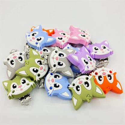 10pcs Silicone Cartoon Pacifier Clips Food Grade Silicone DIY Baby Teether Toy Necklace Pacifier Chain Dummy Clips