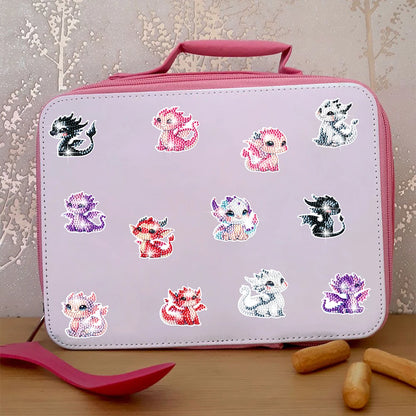12Pcs Dragon Diamond Painting Sticker Cartoon Dragon Gem Sticker DIY Creative Mosaic Sticker Craft for Kids and Adult Beginners