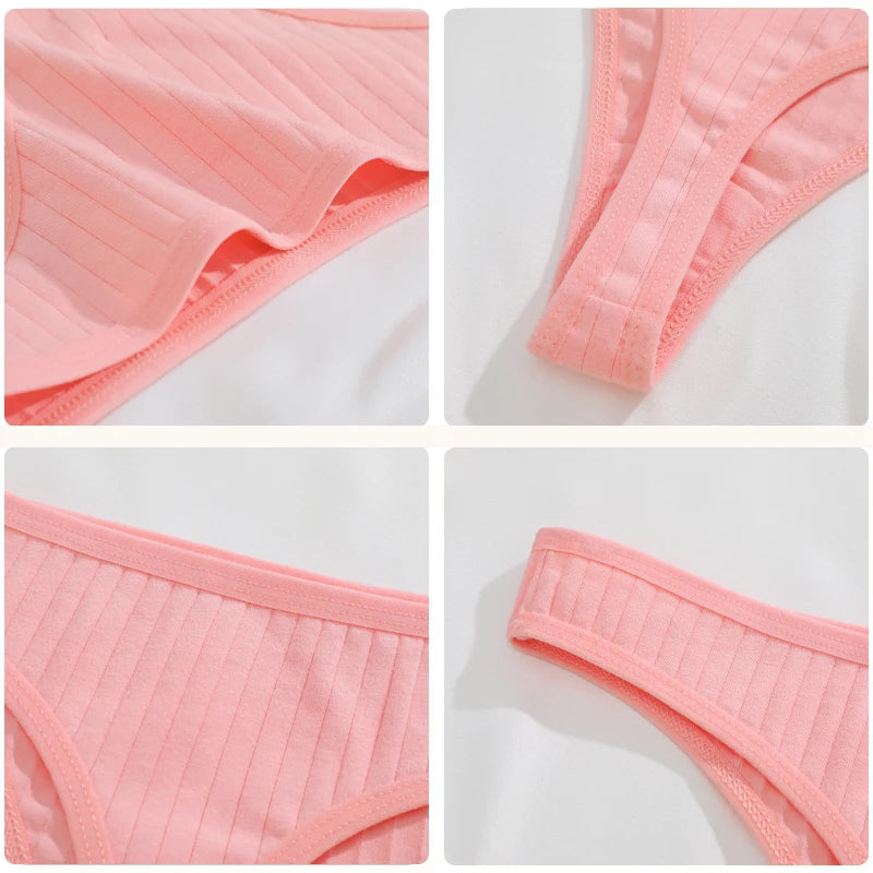 8Pcs/Set Cotton Seamless Thongs For Women Sexy Low Rise Solid Color Breathable Pantys Female Comfortable Soft G-String Underpant