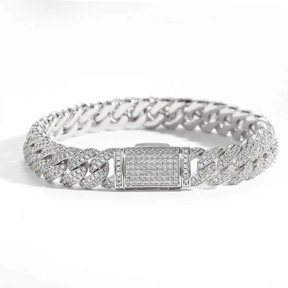 ESKEEM 2/3/4/6Row Full Diamond Bubble Cuban Bracelet 10/13/18/20/22MM CZ Stone Iced Out Hip Hop Jewelry Cuban Bracelet Women Men