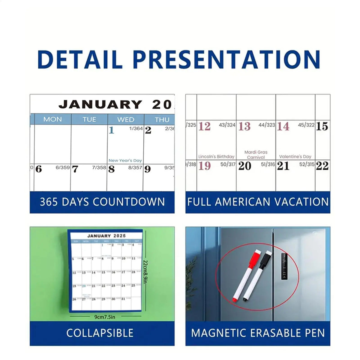 Large Dry Erase Calendar for Wall 2026 Wall Calendar 12 Month 24 X 36 Inch Yearly Schedule Organizer for Indoor Home Fridge