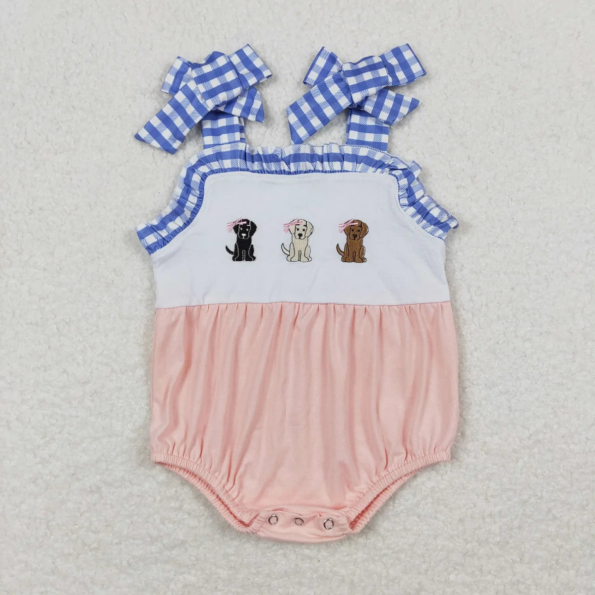 Wholesale Baby Girl Newborn Birthday Balloons Romper Bubble Embroidery Pink Plaid Bows Jumpsuit Kids Toddler Summer Clothes