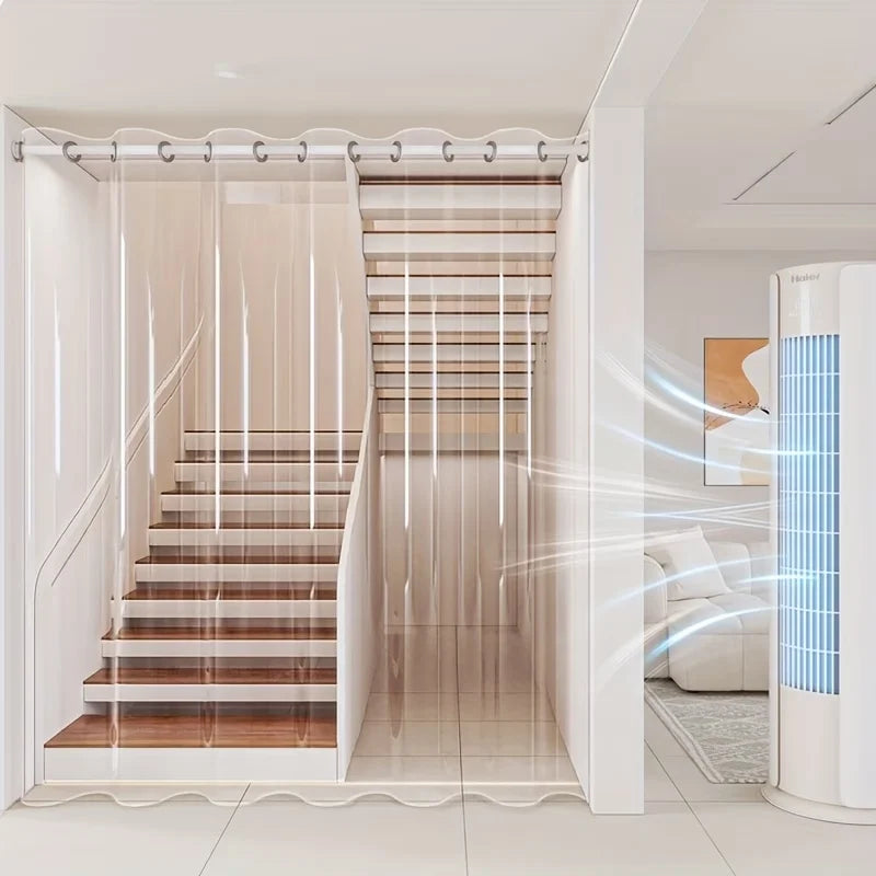 No Punching PVC Door Curtain, Large Hole Transparent,Summer Cool, Kitchen Oil Barrier, Waterproof Mildew-Proof, Clear Strip Door