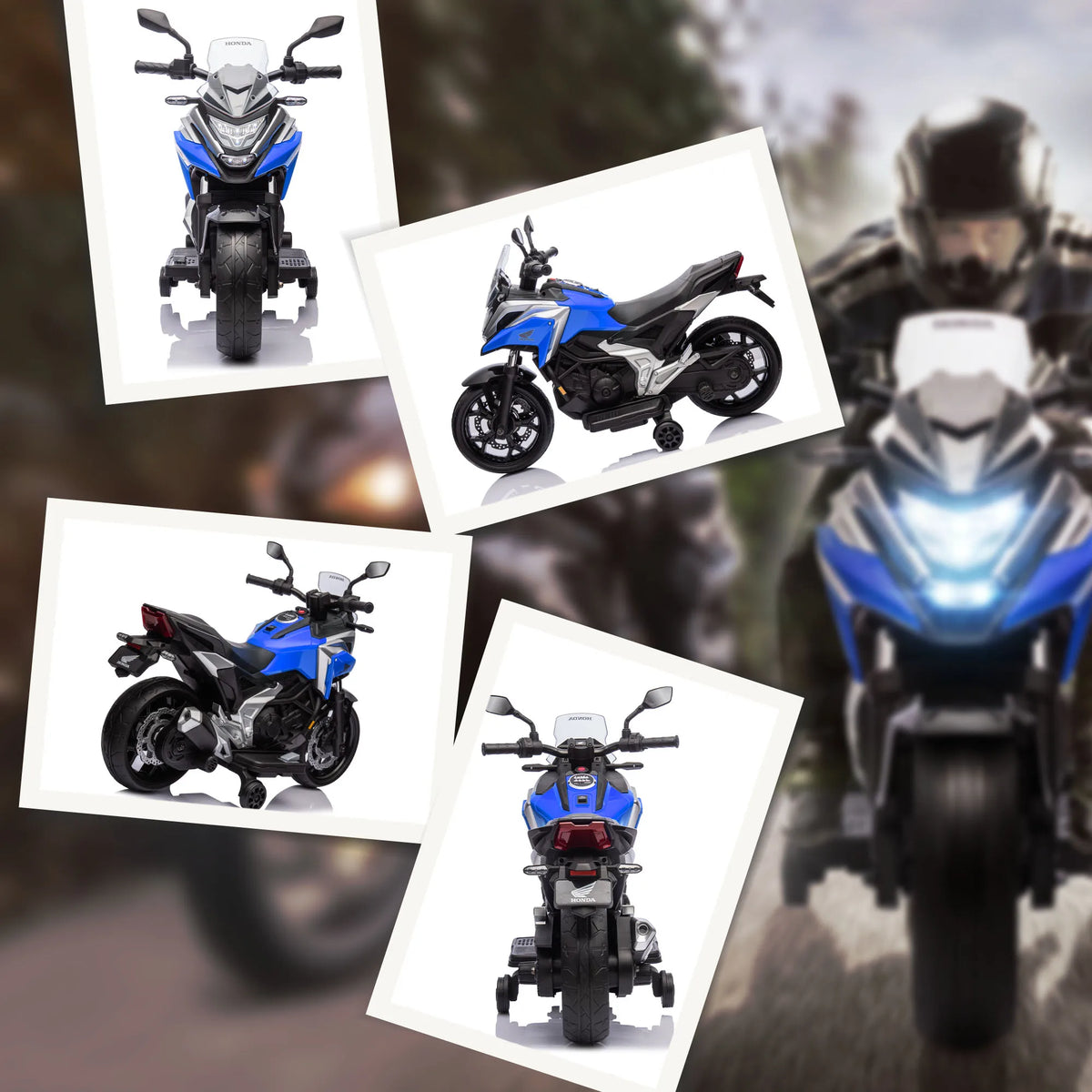 The electric motorcycle for children is equipped with two engines. Children aged 3 to 6 years can drive the motorbike with music and head. The size is 107x46x75cm and the load is 30kg.