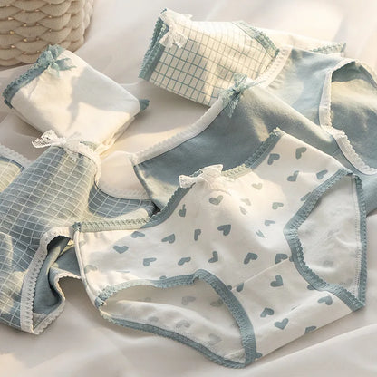 5Pcs Cute Love Cotton Panties For Women Underwear Print Panty Girls Briefs Breathable Soft Underpants Female Sexy Lingerie