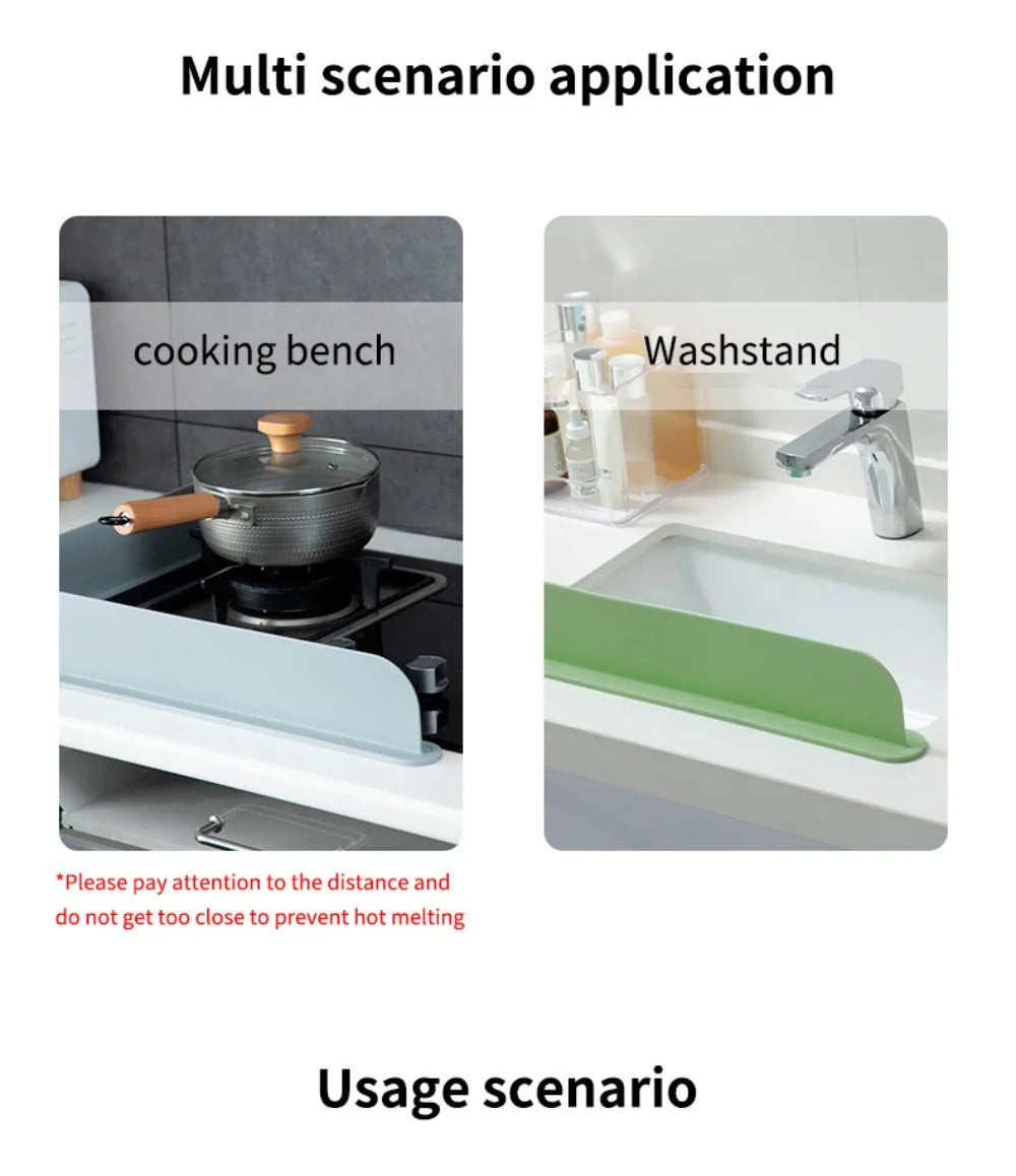 Silicone Sink Splash Guard Kitchen Sink Washbasin Water Barrier Sink Splash Cover with Suction Cup Kitchen Utensils