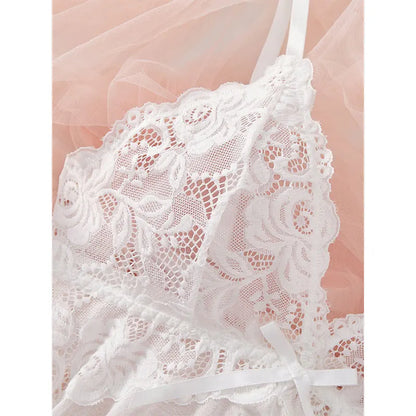 A Set Of Woman Underwear Nightgown Thong Sets Plus Size Suspender Lace Lingerie Sexy Accessories Erotic Bra Nightdress lencería