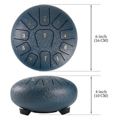 Miwayer 6" Steel Tongue Drum Gift Set | 11-Note Sound Healing Instrument w/Tuning Kit | Yoga/Meditation/Anxiety Relief Tool