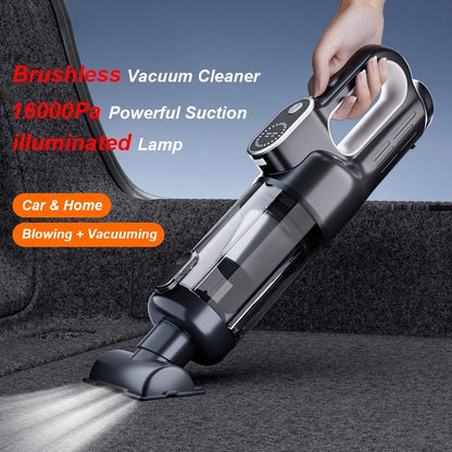 Brushless handheld vacuum cleaner, cordless, high suction, portable vacuum cleaner for home and car, Mini, rechargeable, with LED car cleaning.